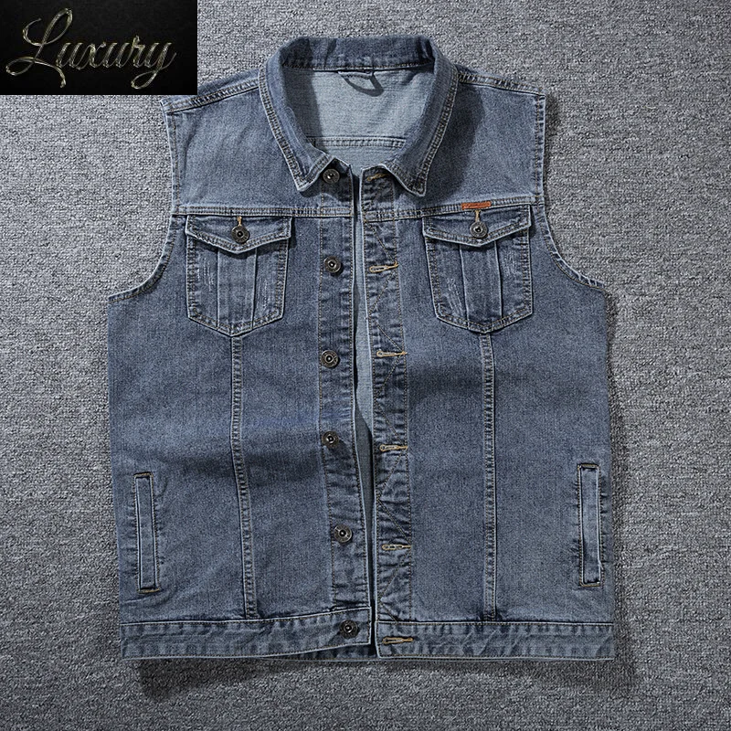 

5 color vintage denim washed gray jeans Vests Men's Sleeveless Cowboy Jackets Casual Vest Man Waistcoat Plus Size 8XL 7XL 6XL