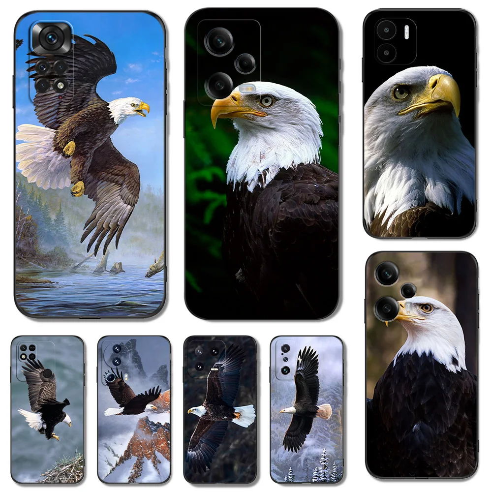 Black Tpu Case For Xiaomi POCO M4 X5 X4 C40 Pro 4G 5G X3 NFC 5G F3 F4 GT Black Eagle Fly the Sky Colorful Fashionable