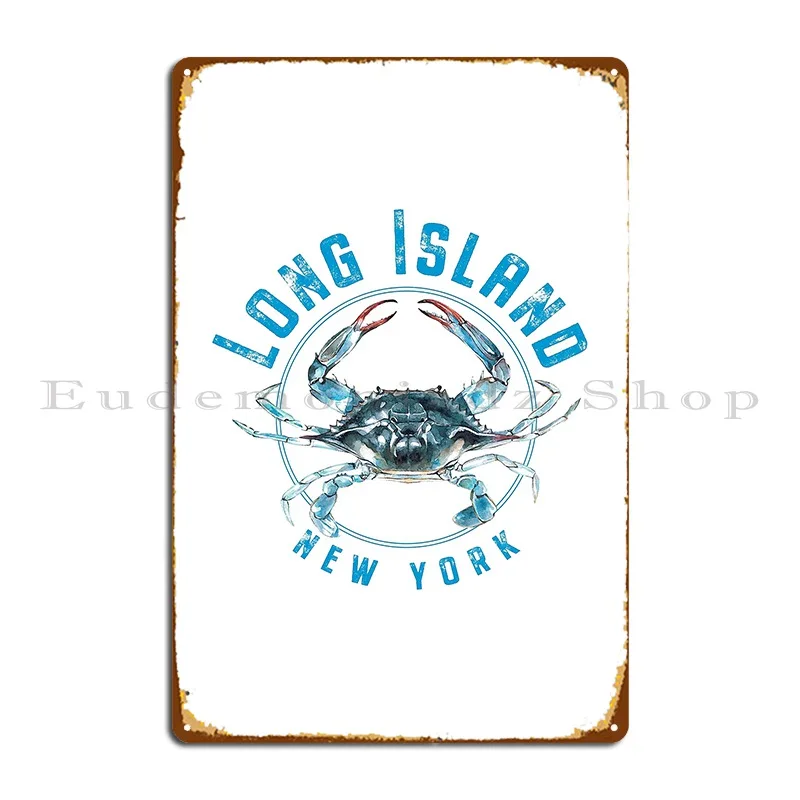 Long Island New York Blue Crab Design Metal Sign Retro Plates Living Room Wall Designs Tin Sign Poster