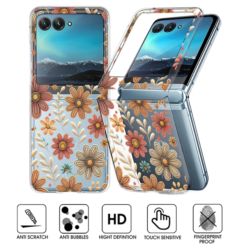 Pink Floral Clear Phone Case - Shockproof Bumper, Transparent Folding Hard Cover