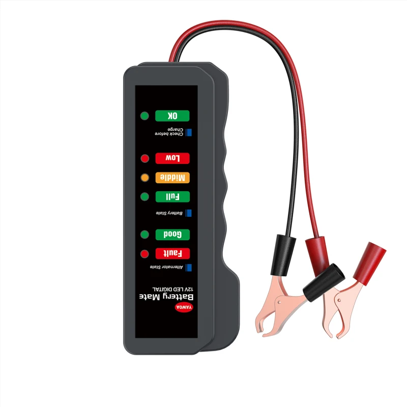 미니 자동차 배터리 테스터 디지털 발전기 테스터, 6 LED 조명 디스플레이, 자동차 진단 도구, 자동 배터리 테스터 분석기, 12V