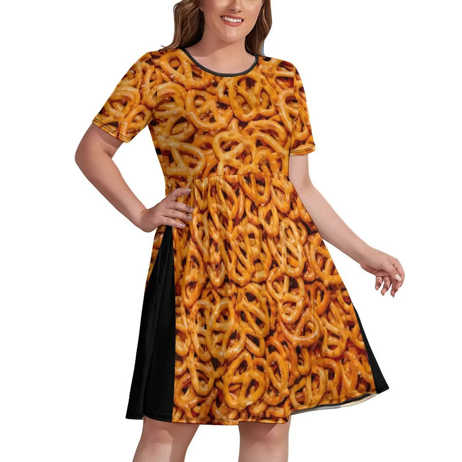 

Mini Salty Pretzel Knots Photo Food Pattern Dress womens clothing summer dress korean women