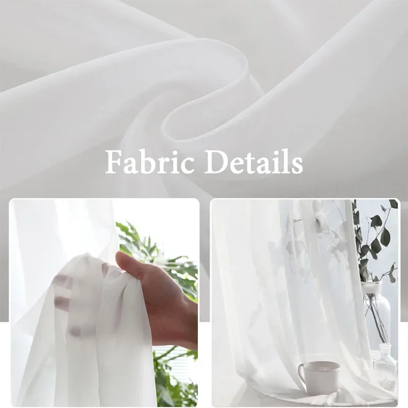 1Pc  Super Soft Chiffon White Tulle Sheer Curtains for Living Room Lining Bedroom Window Decor HOTEL Door Luxury Modern 거즈 커튼 2