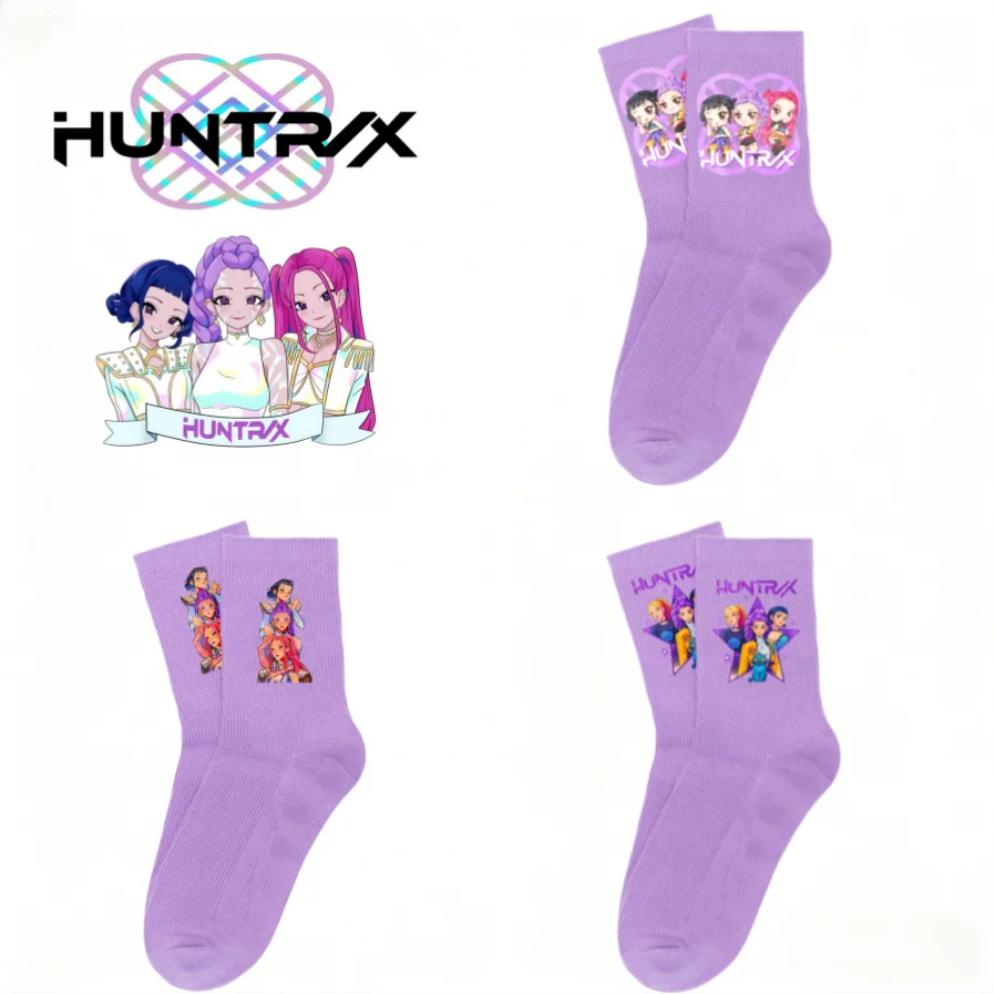 Nouveau Kpop Demon Hunters chaussettes doux épais chaud étudiant Sports de plein air automne hiver chaleur fille mi-mollet cadeau d'anniversaire pour enfants