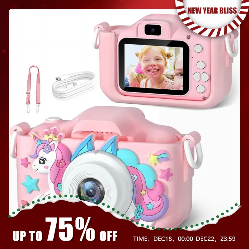 Cámara de vídeo Digital para niños pequeños, 1080P, HD, 2,0 pulgadas, con fundas de silicona, juguetes para regalos de cumpleaños y Navidad