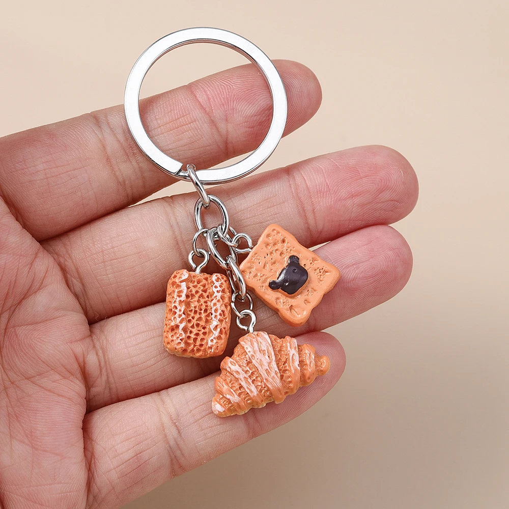 Niedliche Brot-Schlüsselanhänger, simulierter Lebensmittel-Anhänger, Schlüsselringe für Damen und Herren, Autoschlüsselhalter, Handtaschen-Schlüsselanhänger, DIY-Schmuckgeschenke – Detail 16