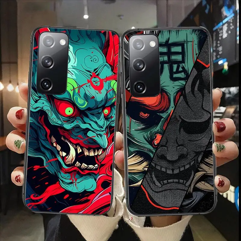 Japan Samurai Oni Mask Phone Case Luxury Per Samsung Galaxy S23 S21 S10 S30 S20 S22 S8 S9 S30 Pro Plus Ultra Fe Black Tpu Cover