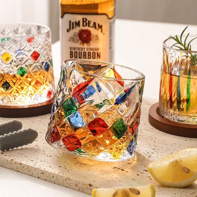 Jinyoujia Colorful Round Dot Beer Glass Drinking Glasses For