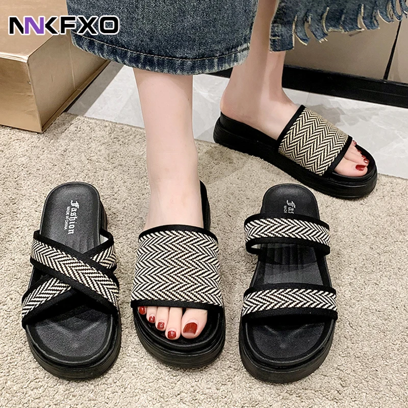 

Platform Slippers Women Summer Shoes 2023 Ladies Fashion Beach Shoes Designer Slides Woman Casual Comfortable Flip Flops Flats