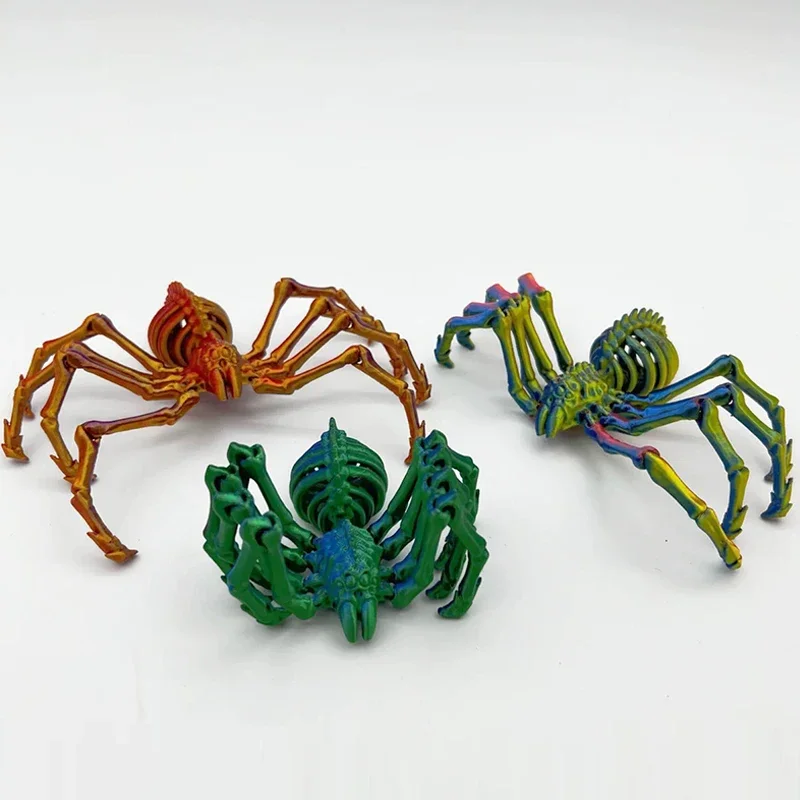 3D Printed Spider Movable Retractable Joint Fidget Toy Articulated Movable Elastic Spider Simulation Esktop Ornament Kid's Toy