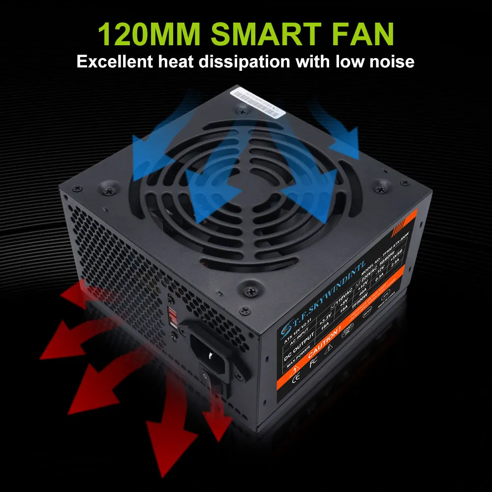 ATX 電源 500 ワット非モジュラー PSU 20 + 4Pin 電源
