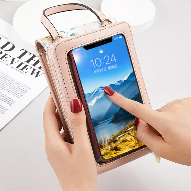 Touch screen mobile phone bag women's One Shoulder Messenger fashion small square bag small fresh handbag large capacity