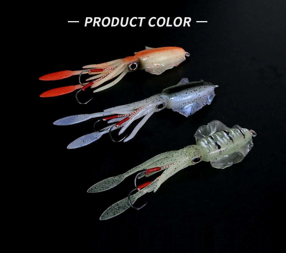 ORJD Trolling Lure Soft Squid Lure 7g 15g 20g 60g Luminous UV Squid Jig For Sea Fishing Boat Fishing Wobbler Bait For Snapper