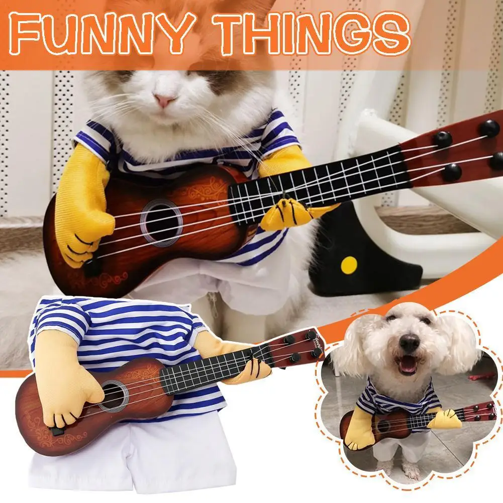 

Pet Guitar Costume Funny Dog Costumes Guitarist Player Outfits Christmas Dog Dressing Cat Cosplay Party Halloween Clothes U F3M2