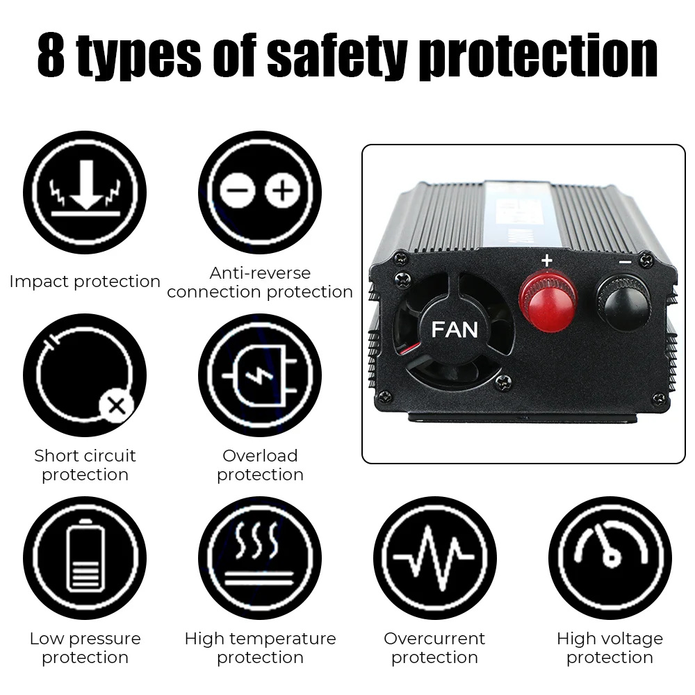 Power Inverter Univesal 1000W 2000W Modified sine wave inverter DC 12v To AC 220V Car Voltage Converter with USB Charger Car converter, power inverter converter