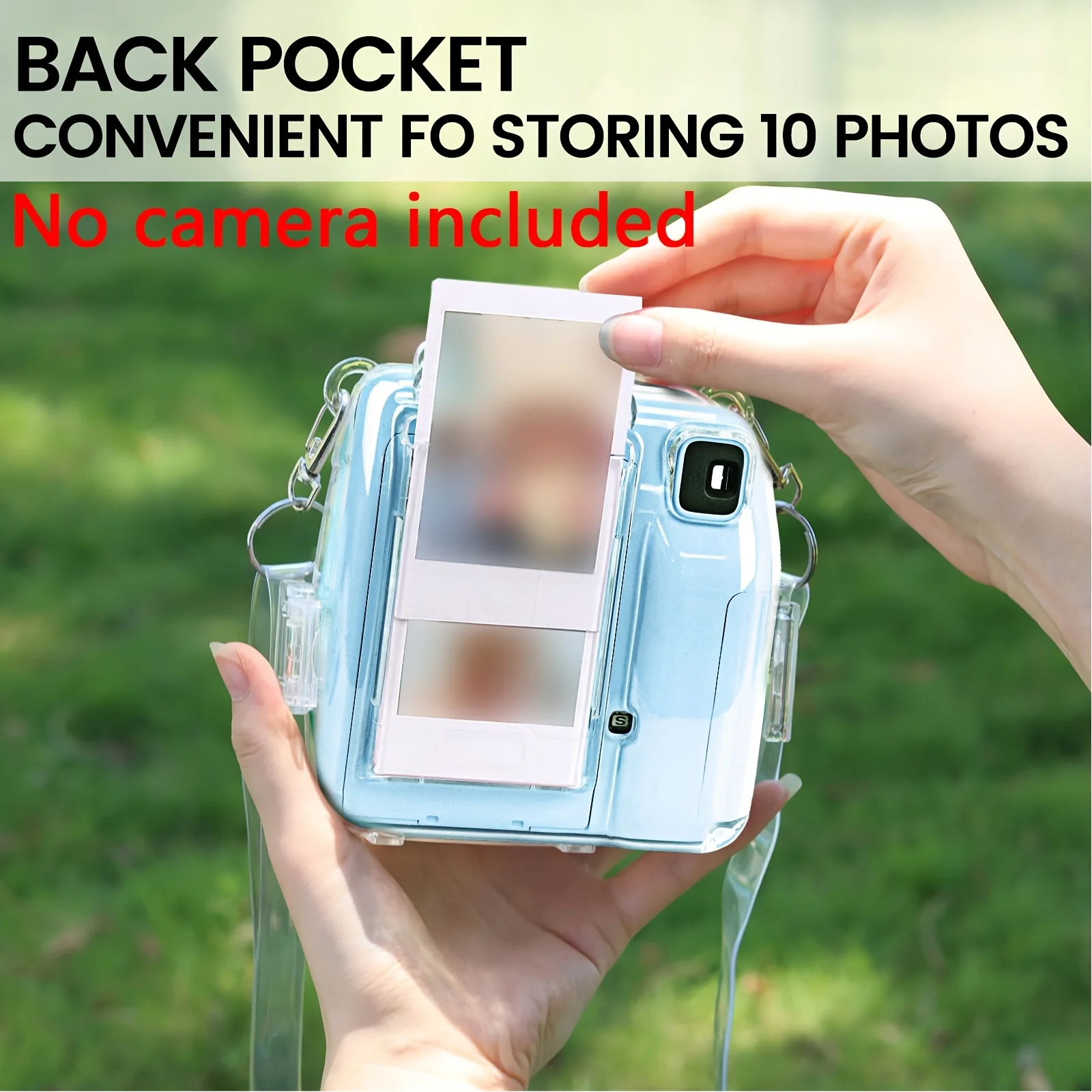 1 Set Camera Case for Instax Mini SE Camera-with Selfie Mirror, Stickers and Adjustable Strap-(Camera Not Included)