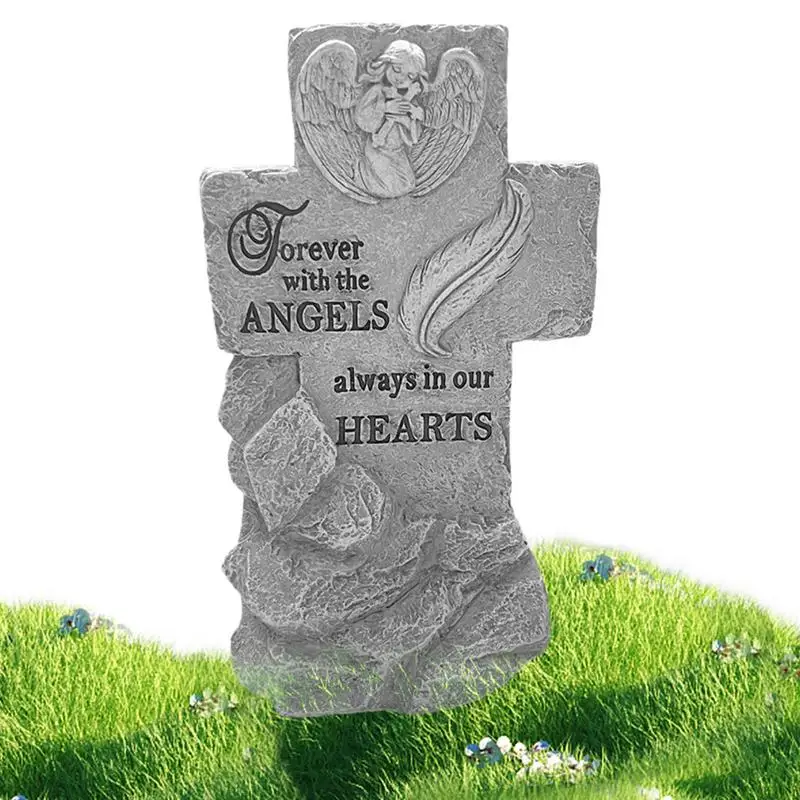 

Angel Memorial Garden Stone Dog Grave Marker Decorations Rock Cat Tombstone Engraved Resin Garden Décor For Loss Of Son Sister