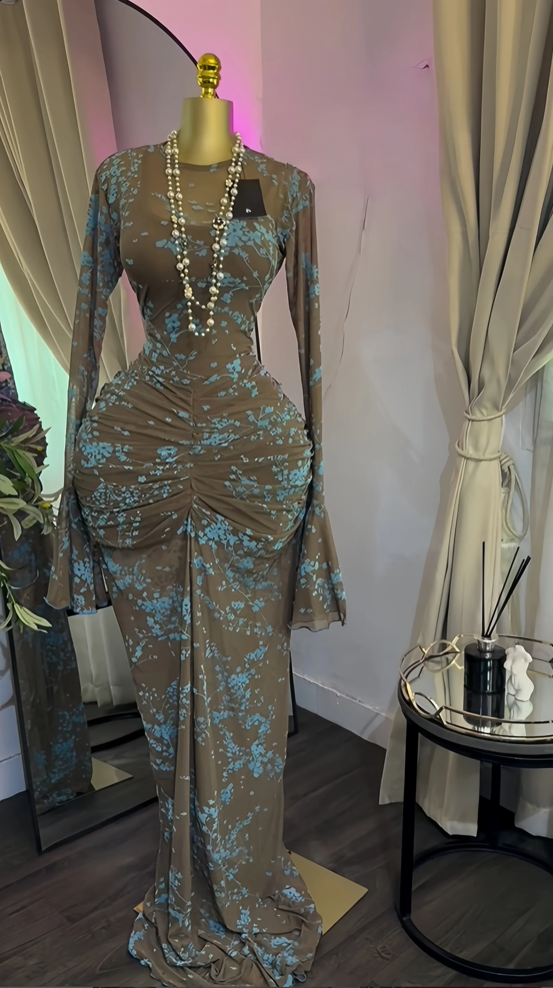 فستان سهرة فاخر حرير طبيعي