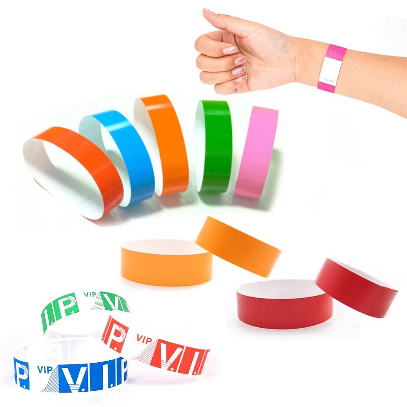 100pcs Party Paper Bracelet Synthetic Plastic Wristbands Sticky Wristband Print Pattern Card paper wristbands