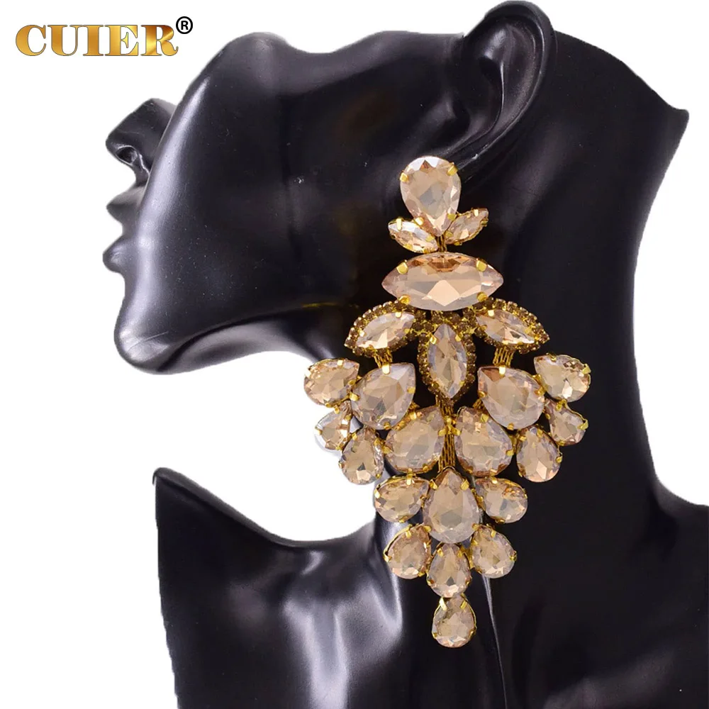 

CUIER Champagne Gold Color Statement Earring for Women Big size Jewelry Accessories