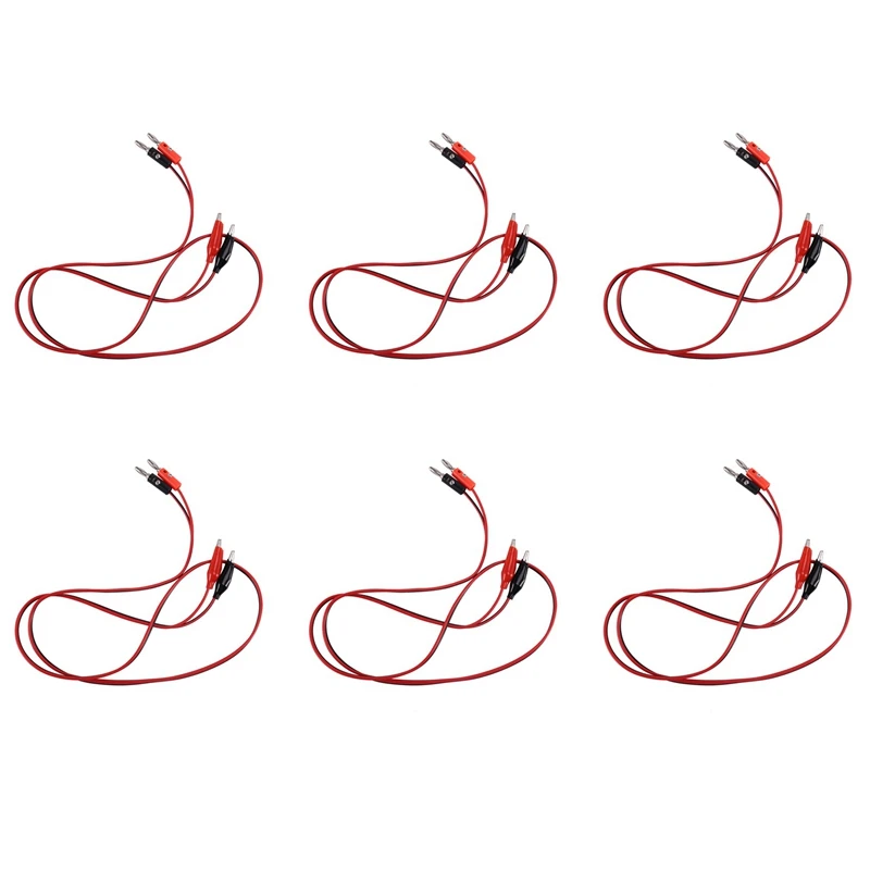 

AFBC 12 Pcs Red Black Banana Plugs To Alligator Clips Probe Test Cable 1M