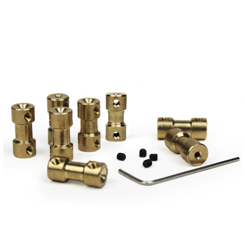 Brass Shaft Couplings driving medium Motor motor shaft extension connector Metal model aeromodelling car model accessories flexible coupling shaft coupler shaft connector rigid shaft coupler