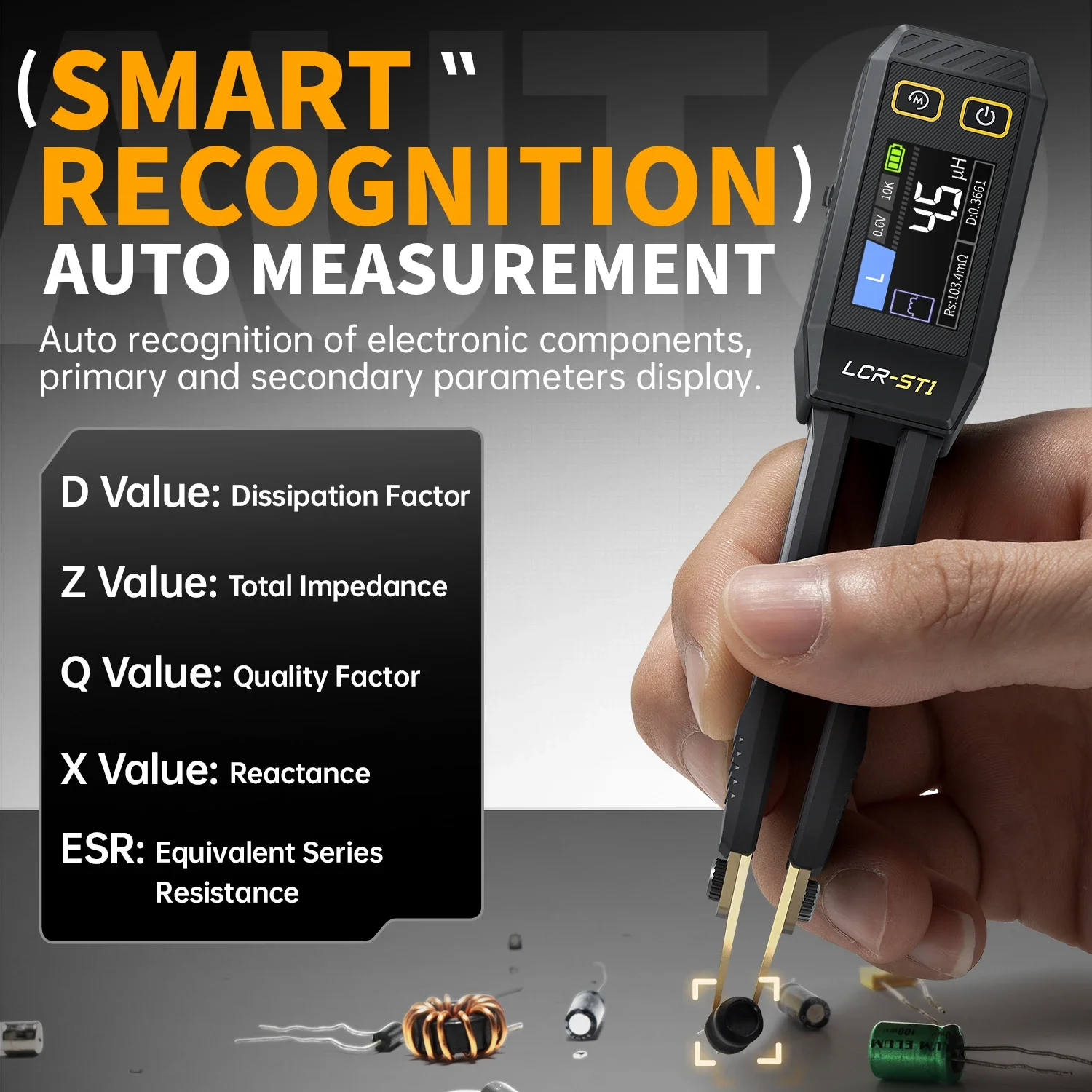 FNIRSI LCR-ST1 Bridge Tweezers LCR SMD ESR Tester Resistance Capacitance Meters Inductance Continuity Diode Measurement Tools 2