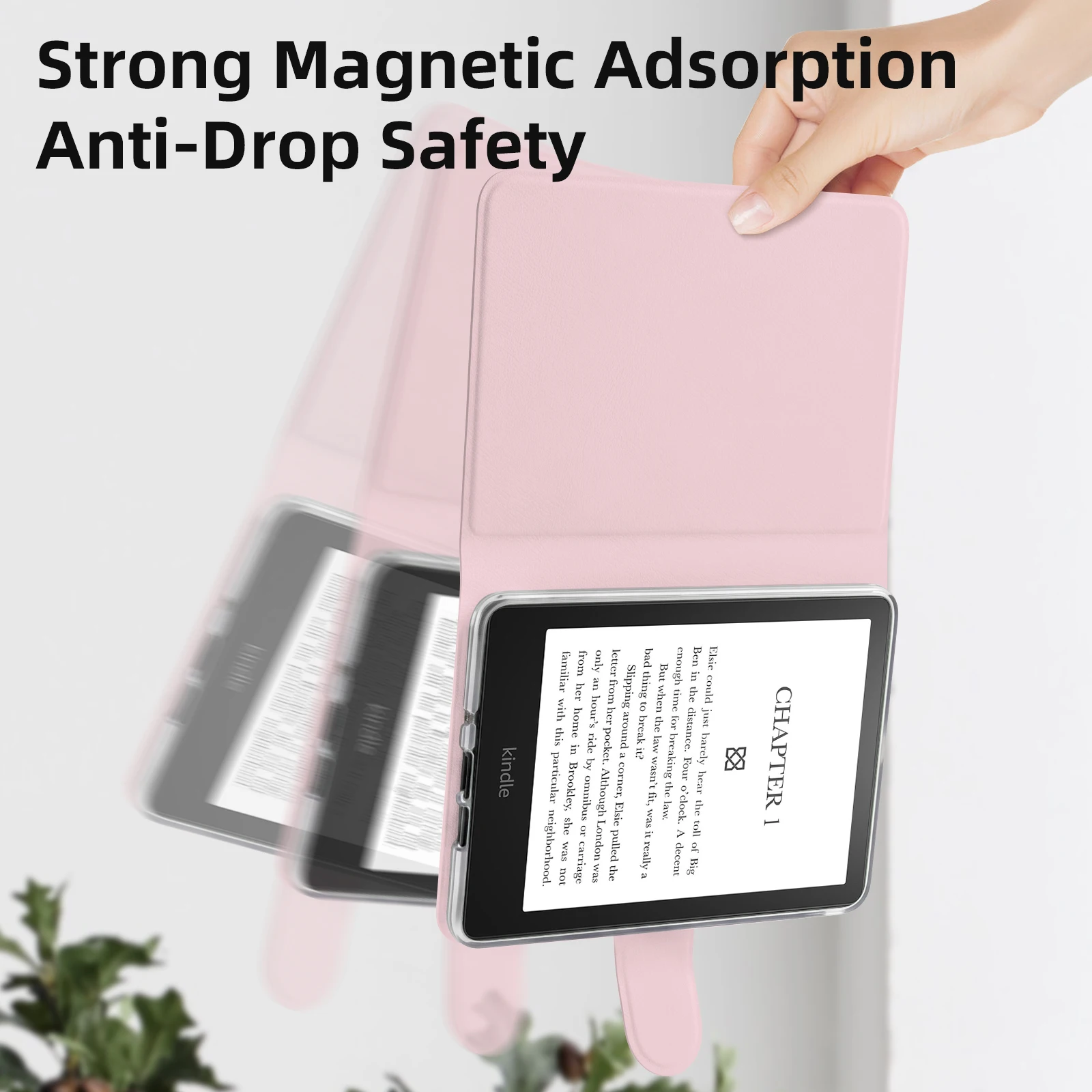 Magnetic Detachable Book-Style Kindle Case with Clasp and Auto Wake/Sleep Feature