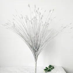 Elegant Peacock Grass Artificial Arrangement - Perfect for Home, Bedroom, and Wedding Décor (Silver)