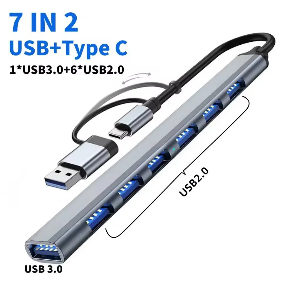 7-port Usb 3.0 Type C Hub High Speed Adapter For Laptop And Pc_voghion.com