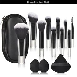 Portable 10 - Piece Mini Makeup Brush Set with Bag - Versatile for Home and On - the - Go Use (14 PCS)