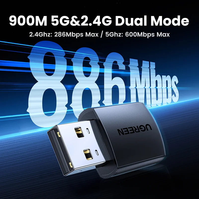 UGREEN High-Speed Dual-Band USB WiFi Adapter with Antenna