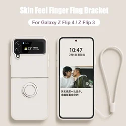 Luxury Lanyard Wrist Strap Bracket Case with Ring Holder and Magnetic Cover for Z flip7 (White)