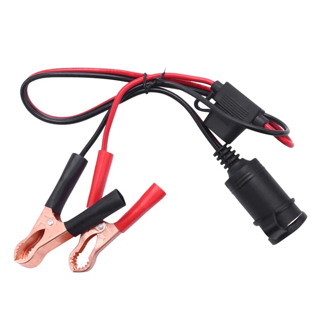 2FT 12V 24V Car Cigarette Lighter Socket Female Adapter 10A Alligator Clips  Car Battery Clip-on Extension Cord - AliExpress