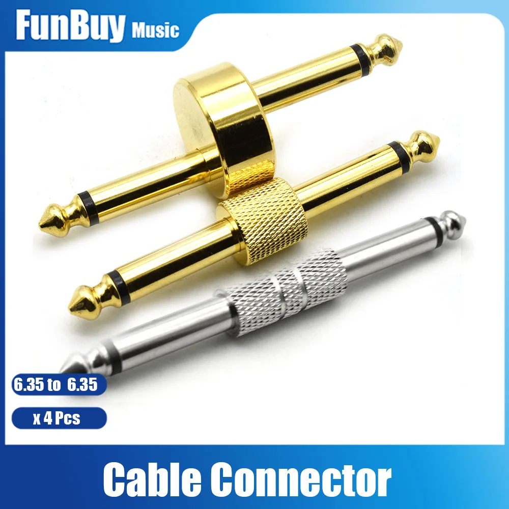 4pcs 6.35mm Guitar Effect Pedal Audio Adapter Connector 6.5mm Plug Metal Solder Connection Converter Patch | Спорт и развлечения