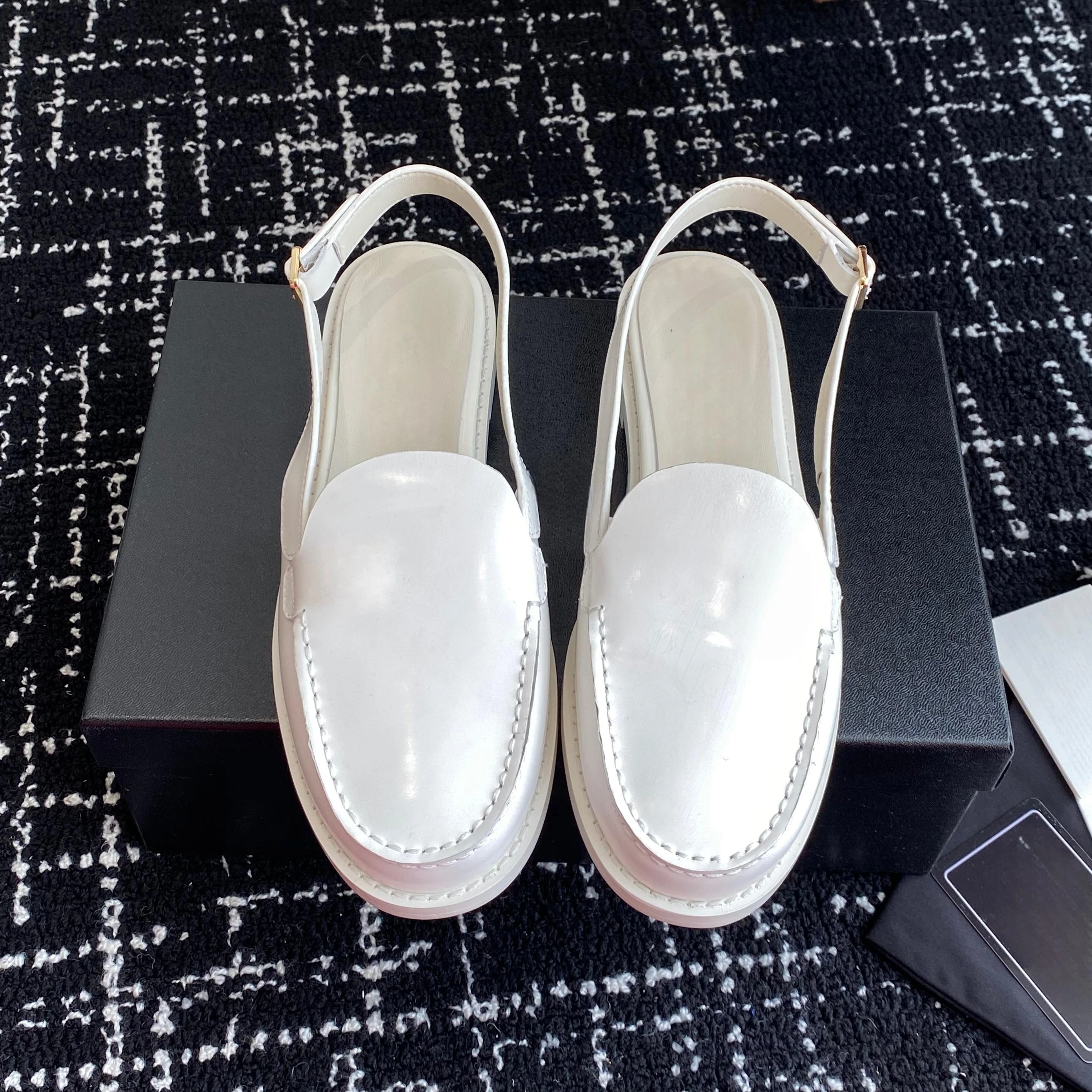 Genuine Leather Round-toes Mary Janes Slingback Gladiator Sandals Mules Loafers Female Slip-Ons Handmade Shoes Zapatos De Mujer