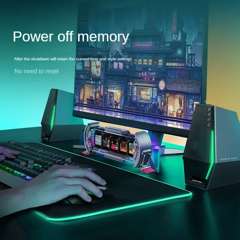 Digital Clock with Smart APP Control, Cyberpunk Tech E-sports Wifi Connect Tabletop Decoration RGB LED Display Gifts for Boys