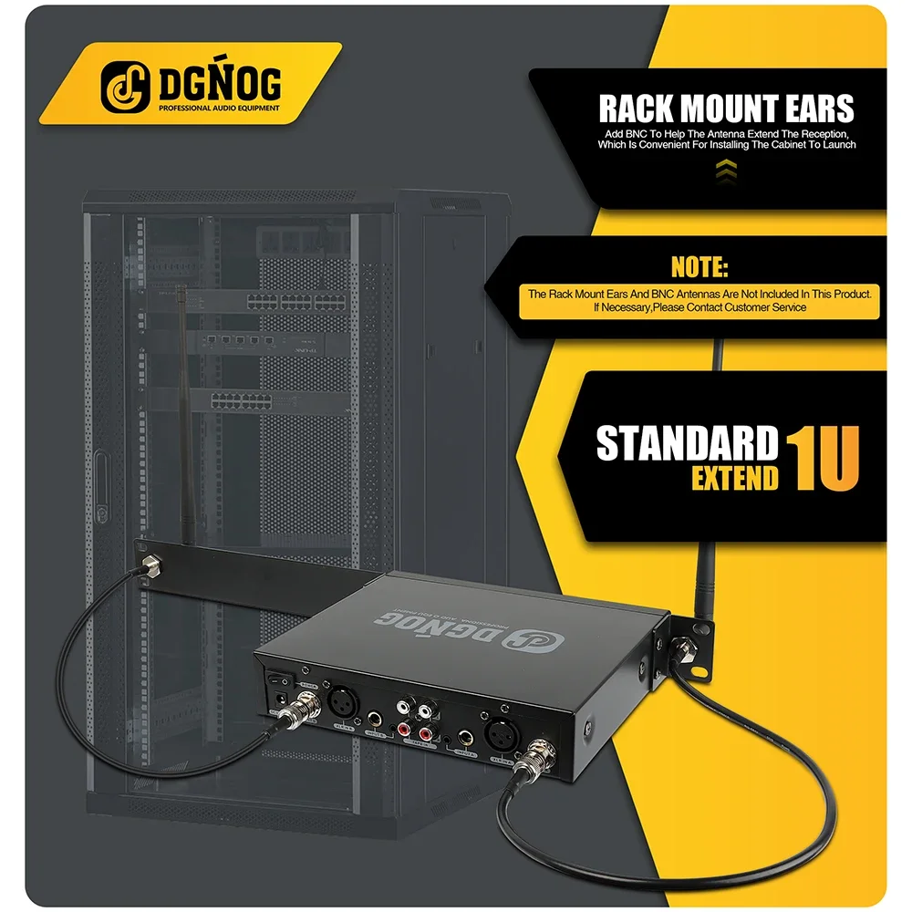 DGNOG PSM400 UHF Dual Wireless in Ear Monitor System Mono 2 Channel Professional IEM Monitoring for Stage Performance Studio