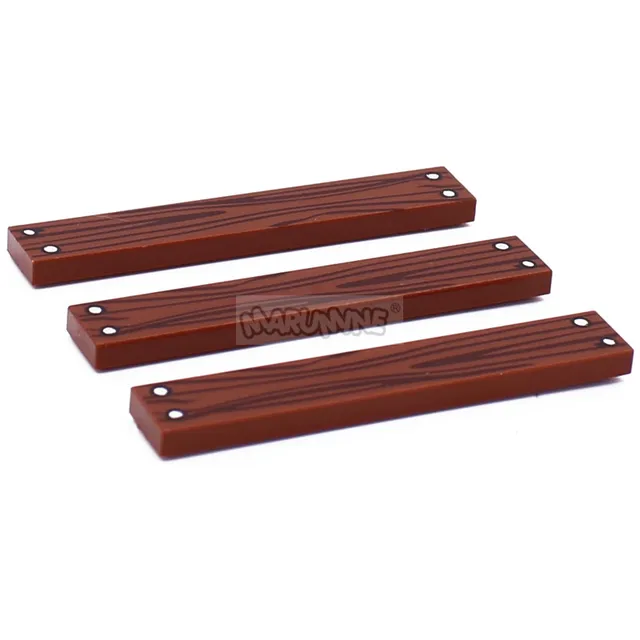Marumine 20PCS Wooden Floor Build Brick Accessories Tile 1x6 With Wood Grain Pattern 6636 pb13 City House MOC Building Blocks 3