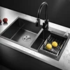 304 Stainless Steel Double Bowl Kitchen Bar Sink Drop In Topmount Vegetable Wash Basin For Home Fixture Drain Strainer Set Sink 2