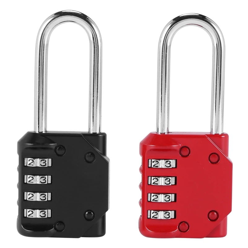 

2 Pack Code Padlocks, 4 Digit Long Shackle Resettable Pad Lock For Outdoor Gate, Shed, Fence, Hasp Storage, Gym Locker