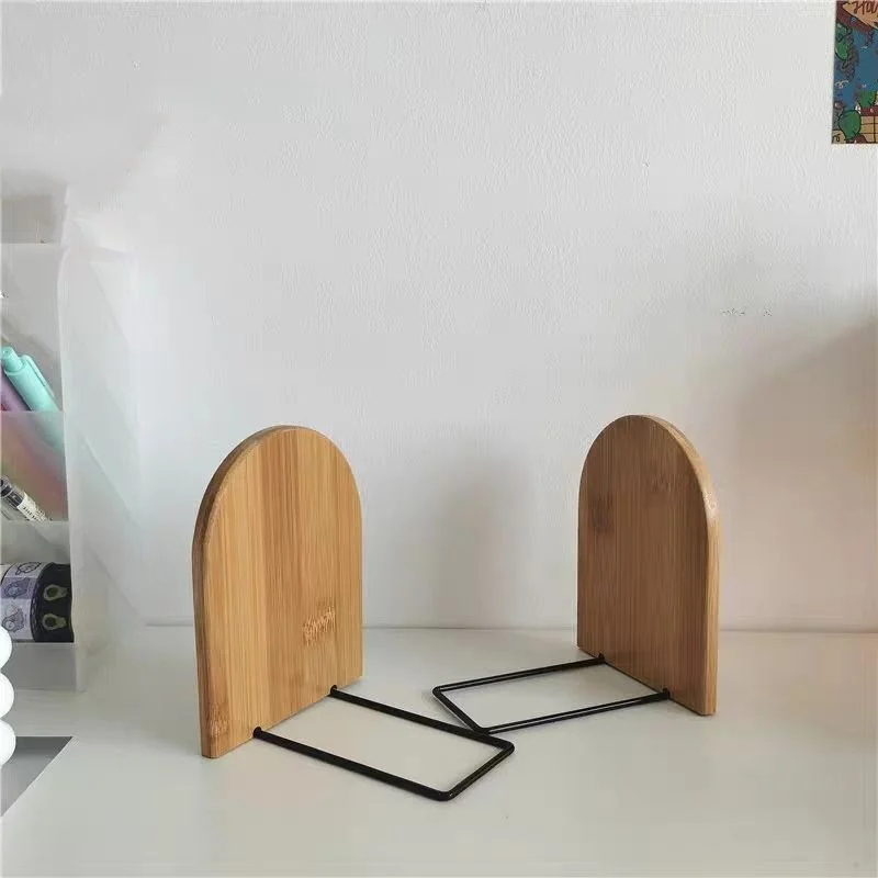 1pc Simple Wood Bookend Holder Desktop Organizer Office Book Stand Magazine Folder Storage Desk Shelf Stationery School Supplies 6