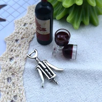 New 2pcs Dolls Accessories 1:12 Bottles Kitchen Bar Miniature Metal Wine Drink Bottle Opener Corkscrew Doll House Decoration 1