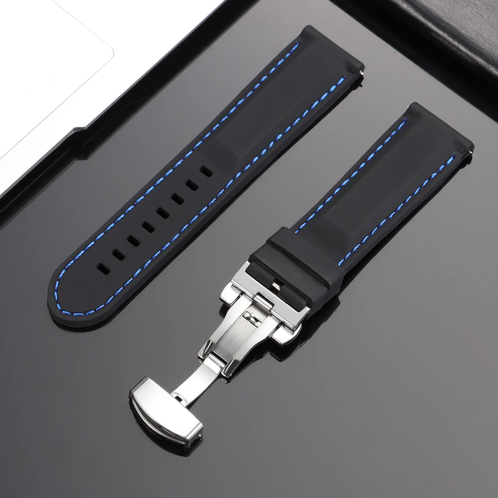 Premium Waterproof Silicone Sport Watch Band with Butterfly Buckle