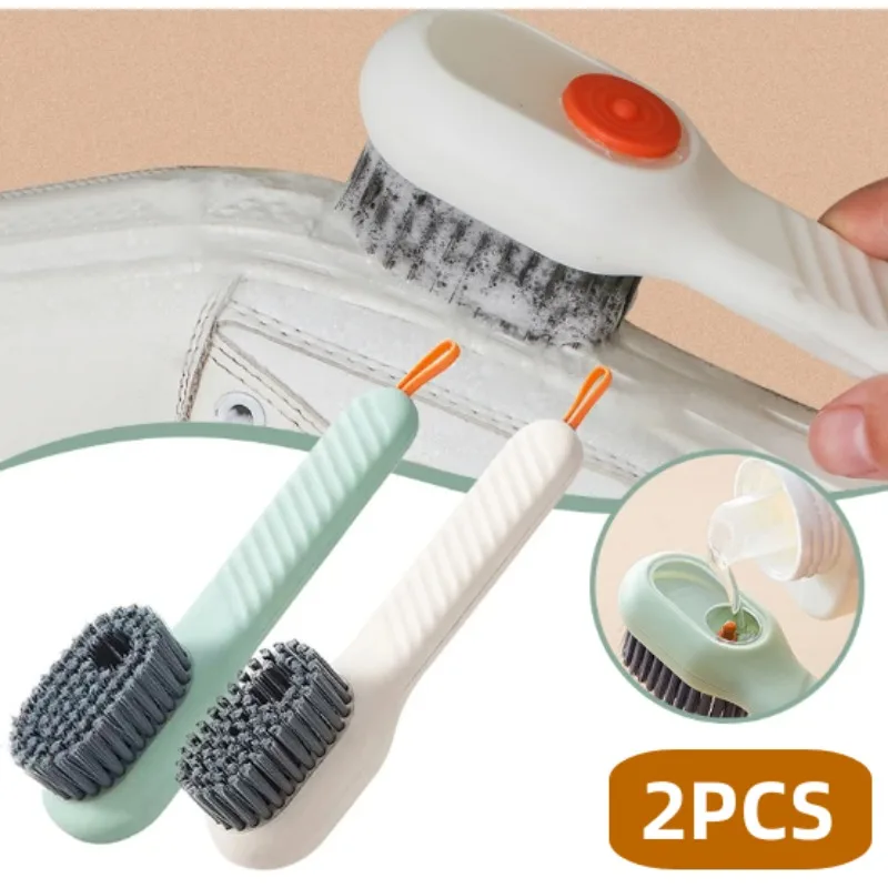 Automatic Liquid Discharge Shoe Brush Laundry Brush Deep Cleaning Soft Bristles Household Daily Use 1 Pc 2Pcs