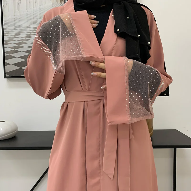 여성용 라마단 Eid 소프트 폴리에스터 할로우 아웃 아바야 두바이 럭셔리 2024, 무슬림 맥시 카프탄 원피스 아바야스, 케바야 로브 팜므
