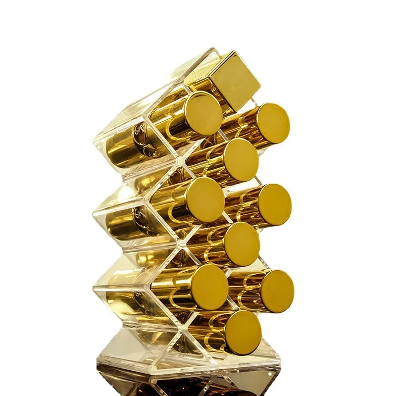 Lipstick Holder Make-up Organizer Cosmetic Storage Box Lip Gloss Storage Rotating Display Stand Transparent Plastic Storage Box 4