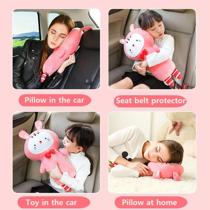 Seat Belt Protection Seat Belt Protector Car Pillow Baby Car Seat Accessories Head Supports Protection Car Belt Protector Child Seat Belt Pillow Cute Cartoon Safety Doll