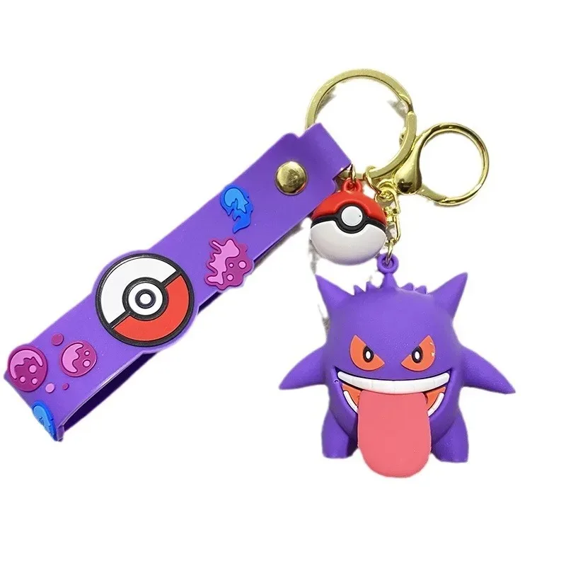 6styles Pokemon KeyChains Kawaii Anime Figure Key Chain Accessories Cute Pikachu Gengar Model Backpack Charms Kids Toys Gifts