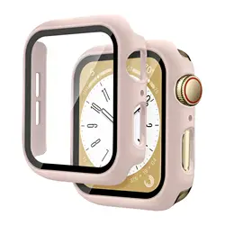 Premium Tempered Glass & Protective Case for Smartwatch Screen Protection (Pink sand)